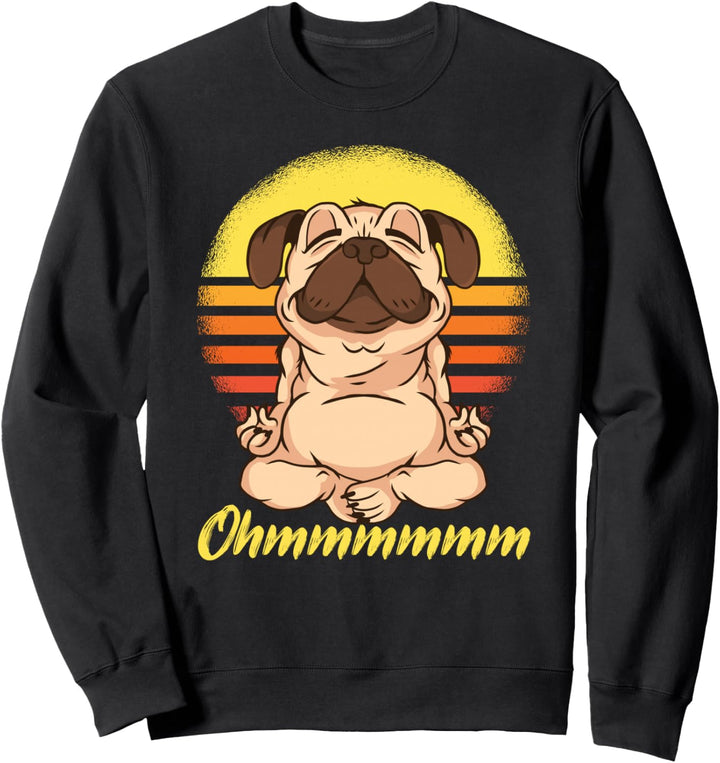 Yoga Mops Meditation Namaste Retro Ohm Sunset Hunde Sweatshirt
