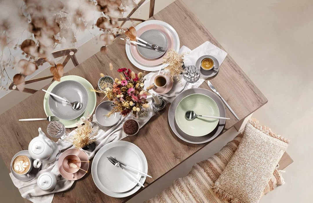 Seltmann Weiden Amina Seladon Suppenteller 6er Set, 21 cm, Tiefe Suppenschalen mit dezentem Relief-M