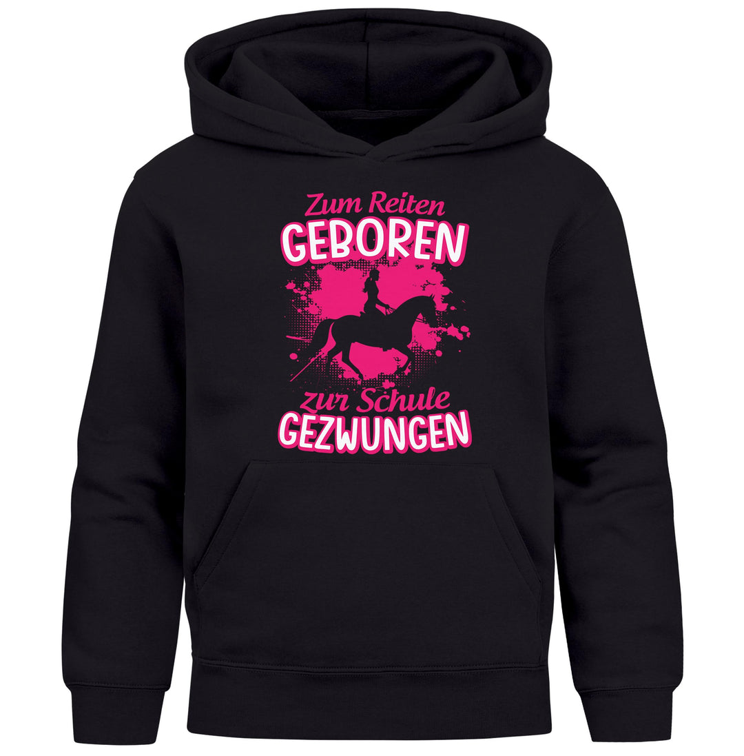 MoonWorks® Kinder Hoodie Mädchen Pferde Aufdruclk Spruch lustig Zum Reiten Geboren Mädchengeschenke