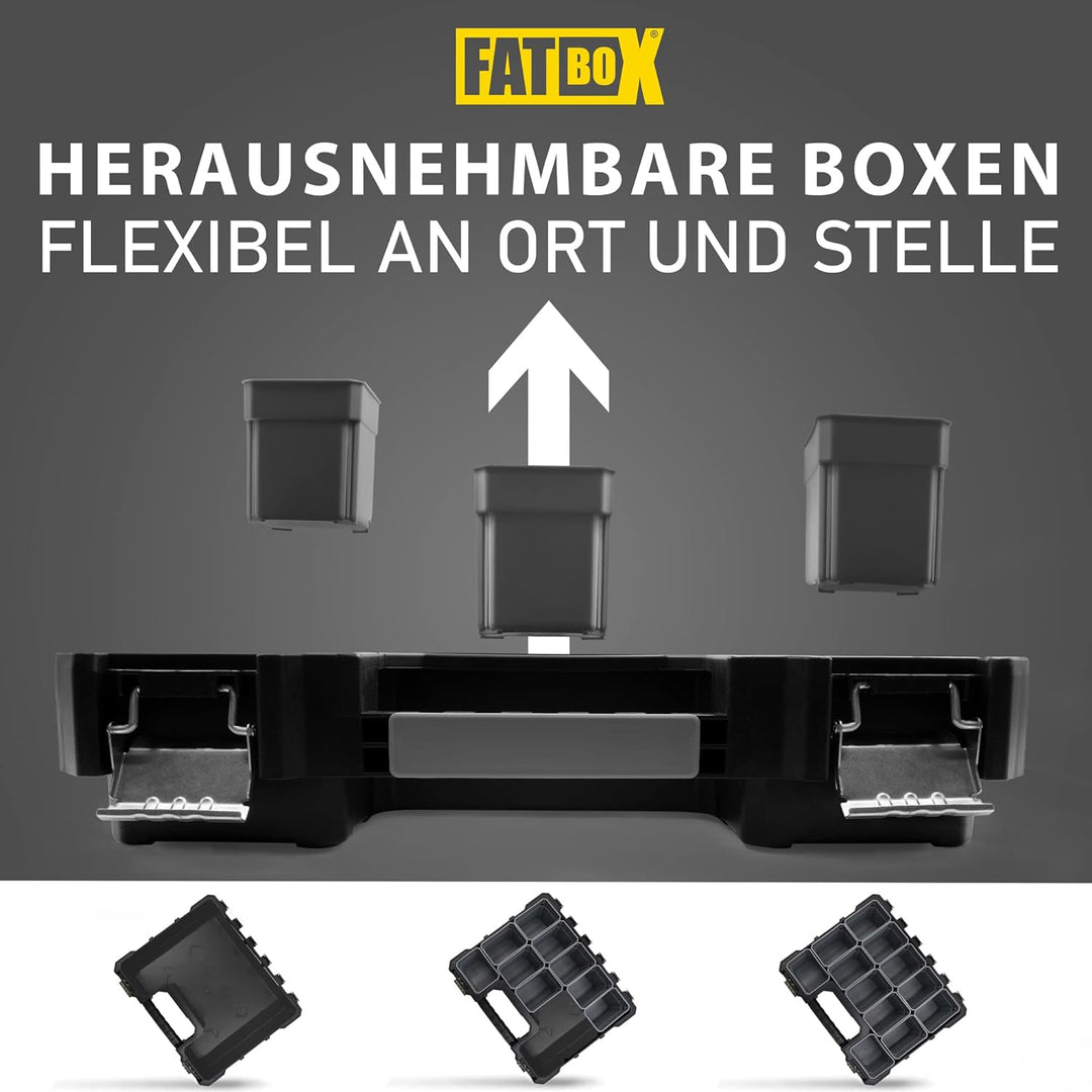 Fatbox XXL Organizer Sortierkasten Sortimentskasten Kleinteilemagazin Aufbewahrungsbox Koffer (Schwa