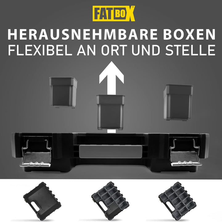 Fatbox XXL Organizer Sortierkasten Sortimentskasten Kleinteilemagazin Aufbewahrungsbox Koffer (Schwa