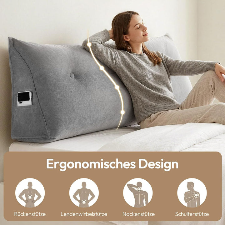 Treeboy Lesekissen Bett & Sofa Rückenkissen, Keilkissen mit abnehmbarem Chenille-Bezug - Ergonomisch