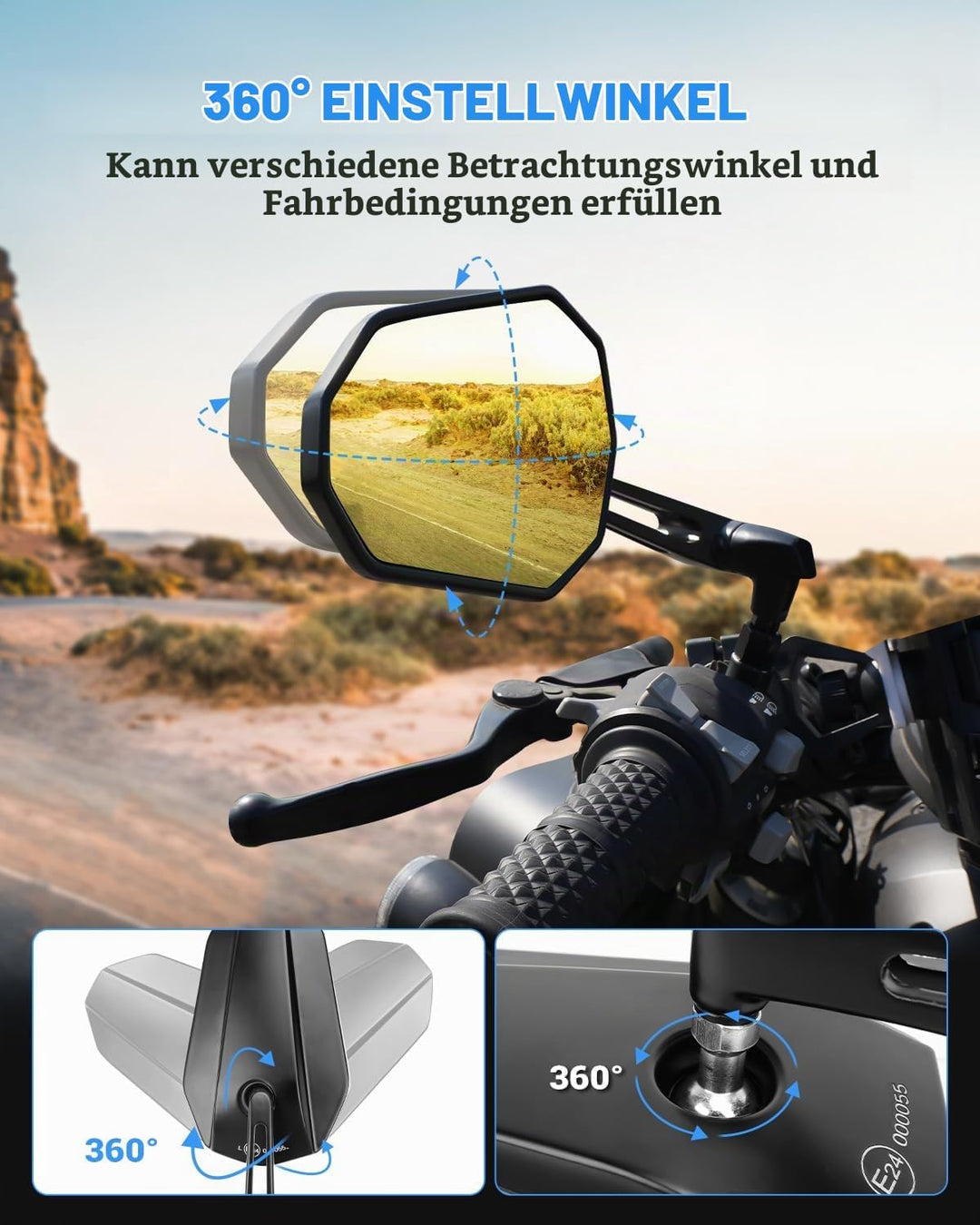 SUPAREE Motorrad Spiegel Motorrad Rückspiegel Universal Lenkerspiegel motorrad e Geprüft Gelbes Spie