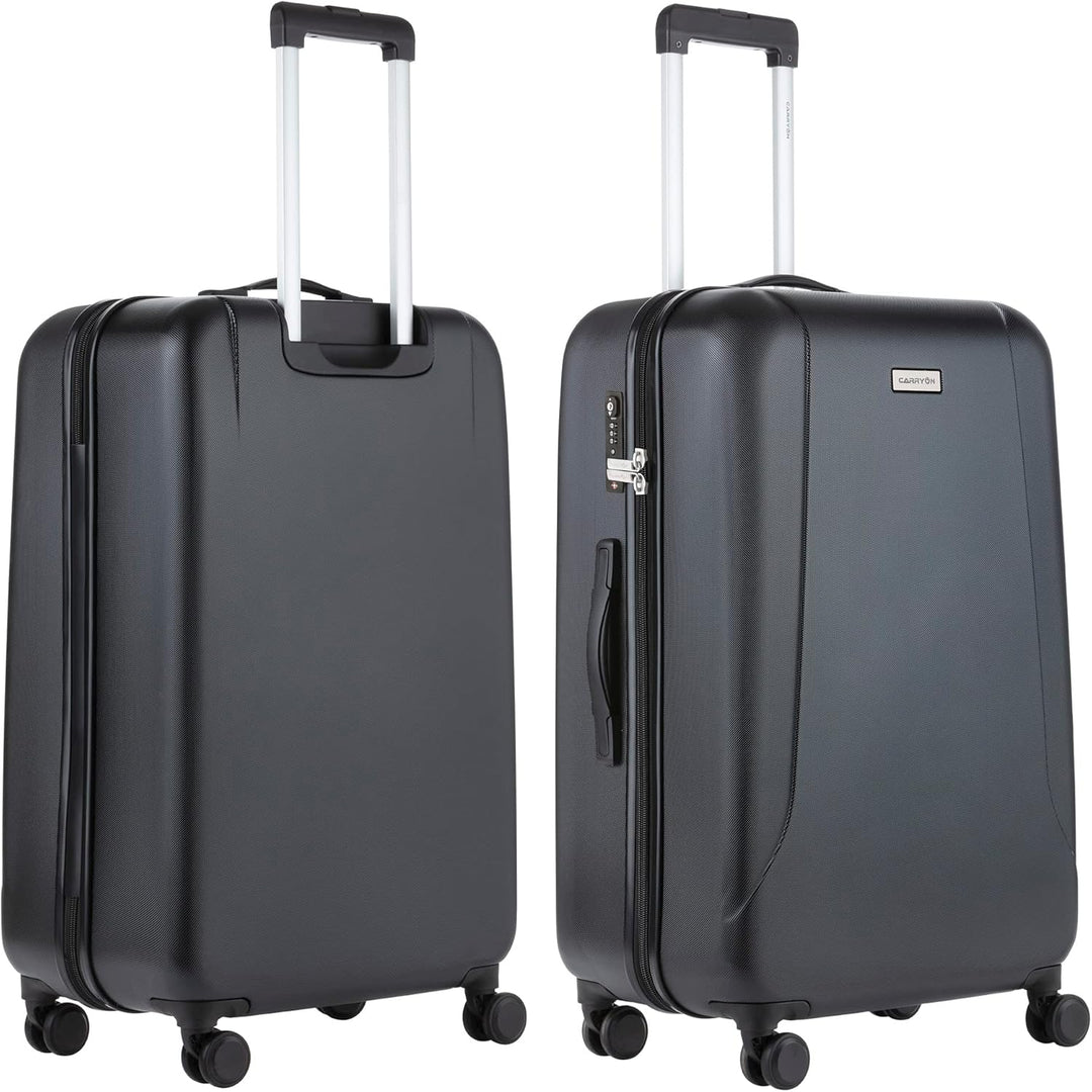 CarryOn Skyhopper Grosser Hartschalen Reiskoffer 78cm - Grosse Koffer mit TSA-Schloss 85 L (Schwarz,