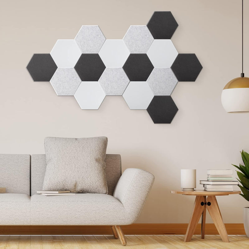 Hexagon Akustikplatten Selbstklebend, 12 Stück Hohe Dichte Schallabsorber Wand für Decken-/Tür-/Wand