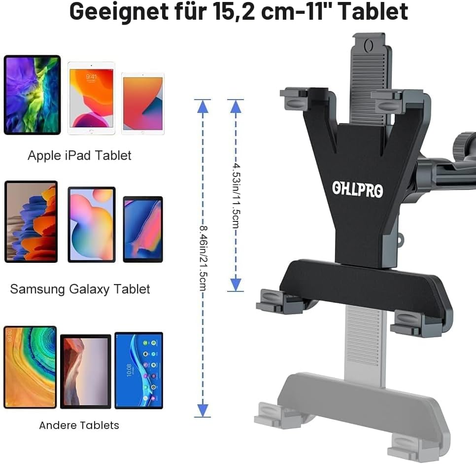 Tablet Halterung Auto, 360° Drehbare Verstellbare iPad Autohalterung, Universal Armaturenbrett Winds