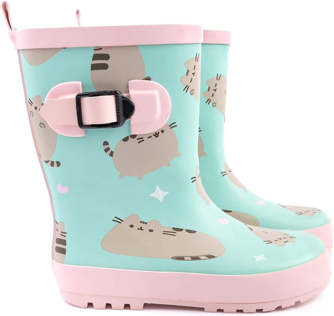 Pusheen The Cat Wellies Girls | Kinder Rosa Minze Grün Cartoon Katze Herzen Wellington Stiefel | Was