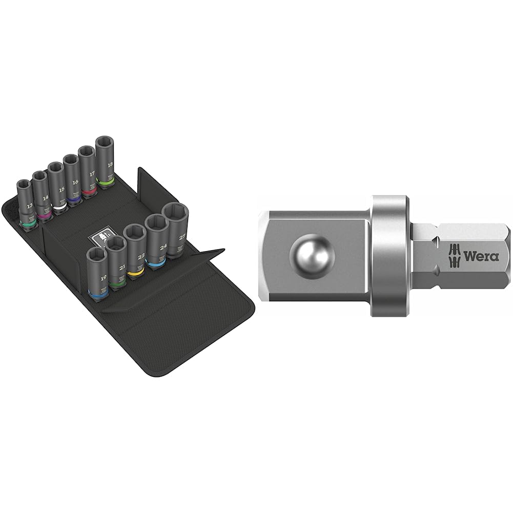 Wera 05004841001 8790 C Impaktor Deep Set 1, Steckschlüsseleinsatz Satz, 11-teilig Schwarz &amp; 870/2 V