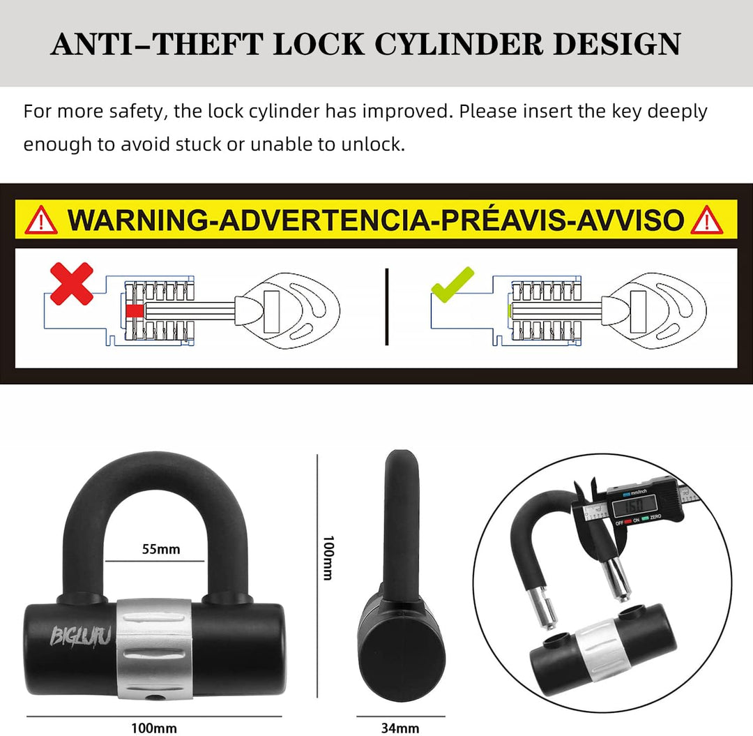 BIGLUFU Fahrradschloss Kettenschloss mit 4 Schlüssel Hohe Sicherheit, 100/120/150cm Lang Motorradsch