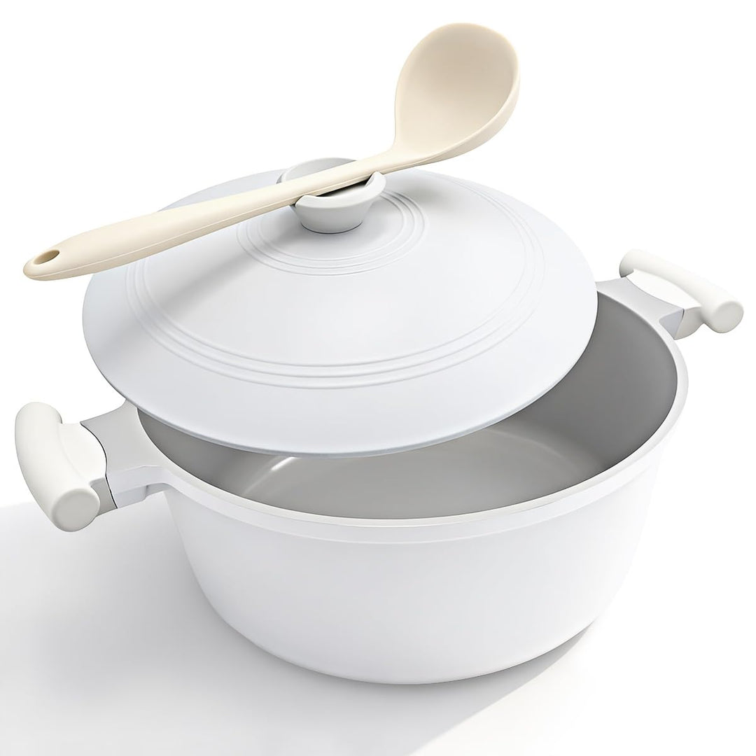 Kochtopf 28cm mit Aluminium Deckel, 7L Antihaft Keramik Beschichtung- Weiss Weiss 7 Liter, Weiss 7 L