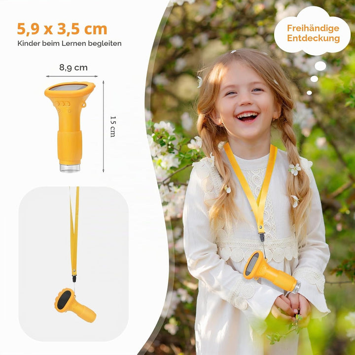 Kinder-Mikroskop, 5,1 cm IPS-Bildschirm, 1000-fach, tragbares Mikroskop für Kinder, Foto- und Videok