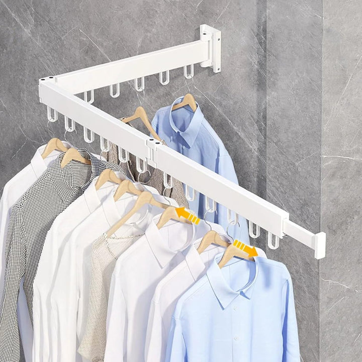 SWAWIS Wäscheständer Wandmontage Kleiderstange 120cm Ausziehbar Klappbar Wäscheständer Kleiderstange