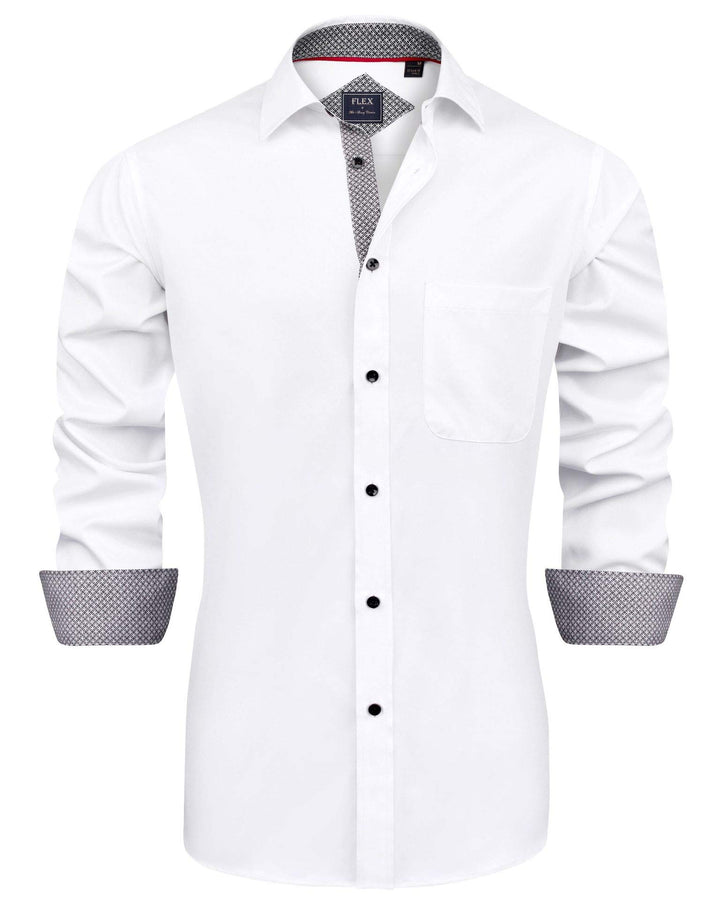 J.VER Herren Hemd Regular Fit Langarm Herrenhemden Freizeithemd Regular Businesshemd elastiscer Must
