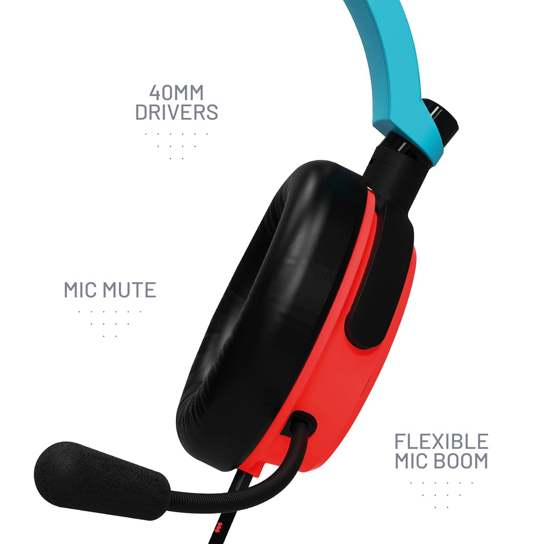 STEALTH C6-100 Rot & Blau Over Ear Gaming Headset PS4/PS5, Xbox, Switch, PC mit flexiblem Mikrofon,