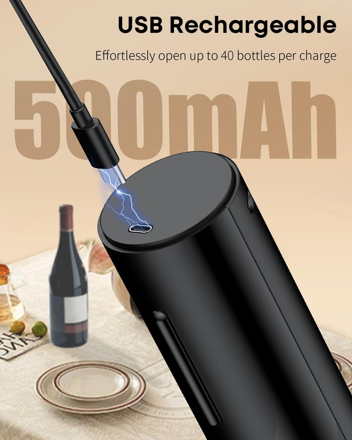 Pawfly 5 in 1 Akku Weinflaschenöffner Set Automatischer Weinöffner mit Weindekanter Ausgiesser Vakuu