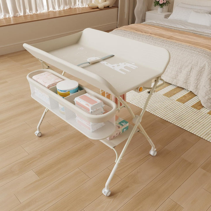 Wickeltisch, 3-in-1, Wickelkommode für Baby, von Geburt bis 12 Monate (bis 25 kg), Wickeltisch, falt