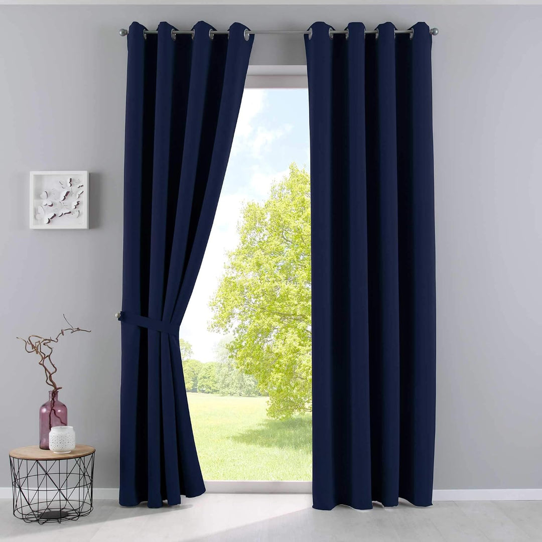 Gardinenbox Vorhänge Blickdicht »Newyork« Blau HxB 245x140 cm 2er-Pack Thermo-Gardinen Verdunkelungs