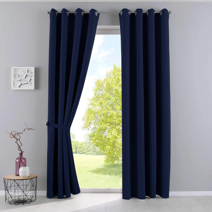 Gardinenbox Vorhänge Blickdicht »Newyork« Blau HxB 245x140 cm 2er-Pack Thermo-Gardinen Verdunkelungs