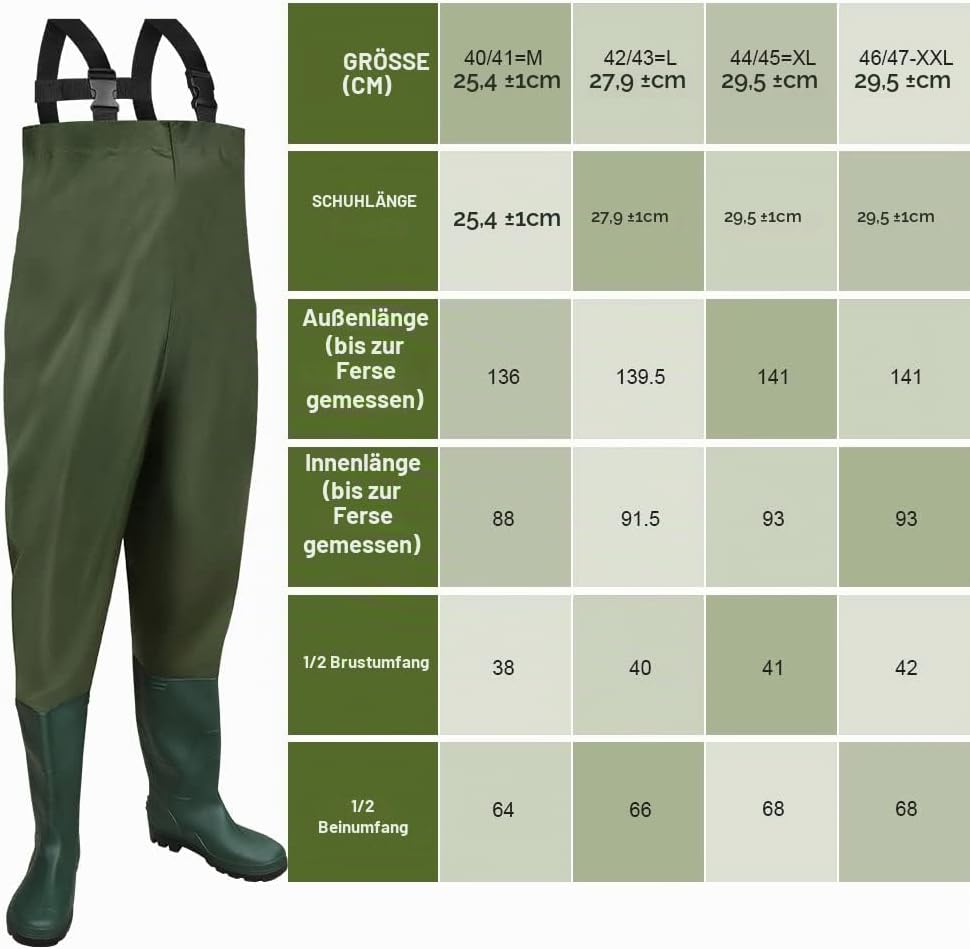 SWANEW Wathose Anglerhose Hose 70D Nylon Composite PVC Teichhose, mit rutschfesten Gummistiefeln, Ho