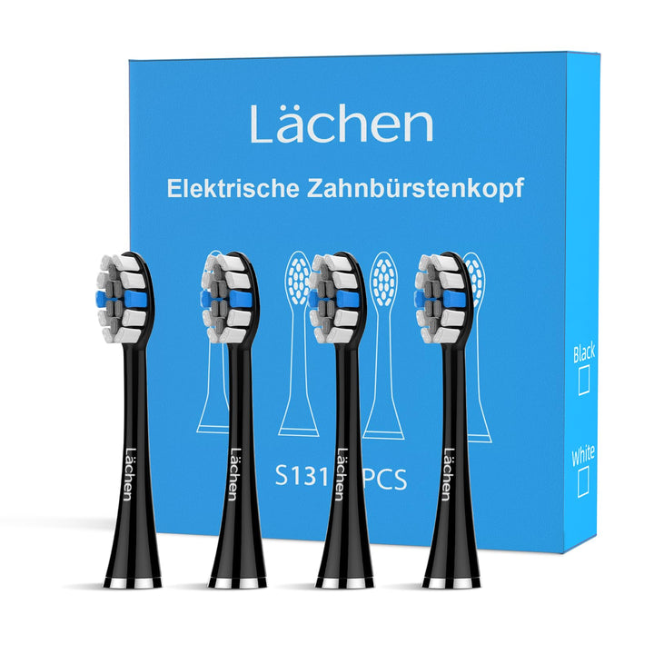 Lächen Ersatzbürstenkopf,Passend für alle elektrischen Zahnbürsten von Lächen, 4 Stück (S131 schwarz