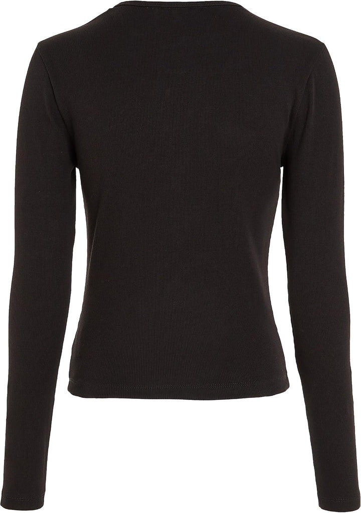 Tommy Jeans Damen Tjw BBY Essential Rib Ls Dw0dw14277 Langarm Strickoberteile XXS Schwarz, XXS Schwa