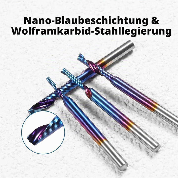 Genmitsu 1/8 Zoll Schaft 10pcs Carbide Spiral O Flute (Single Flute) End Mill CNC Router Bits, 91,5