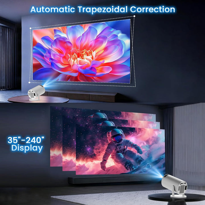 [Bulit-in App] Mini Beamer 1080P FHD 4K 2024 Projektor Dual Control mit Maus Android TV Auto Keyston