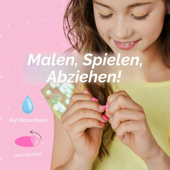 Miss Nella SUMMER SPARKLE - 5er Pack Kinder Nagellack mit Peel-off-Formel auf Wasserbasis Non-Toxic