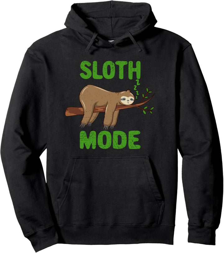 Sloth Mode, Cute Sleeping Sloth Pullover Hoodie