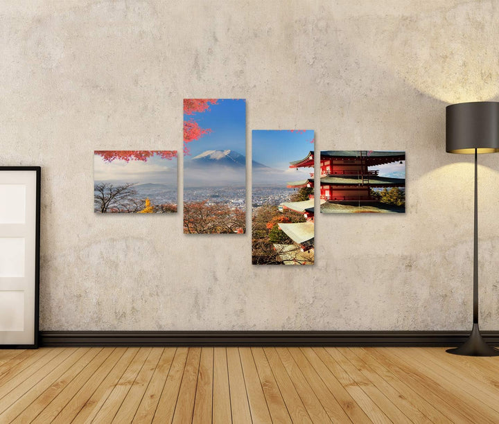 islandburner Bild auf Leinwand Berg Fuji Herbstfarben Japan Bilder Wandbilder Poster Leinwand 150x80