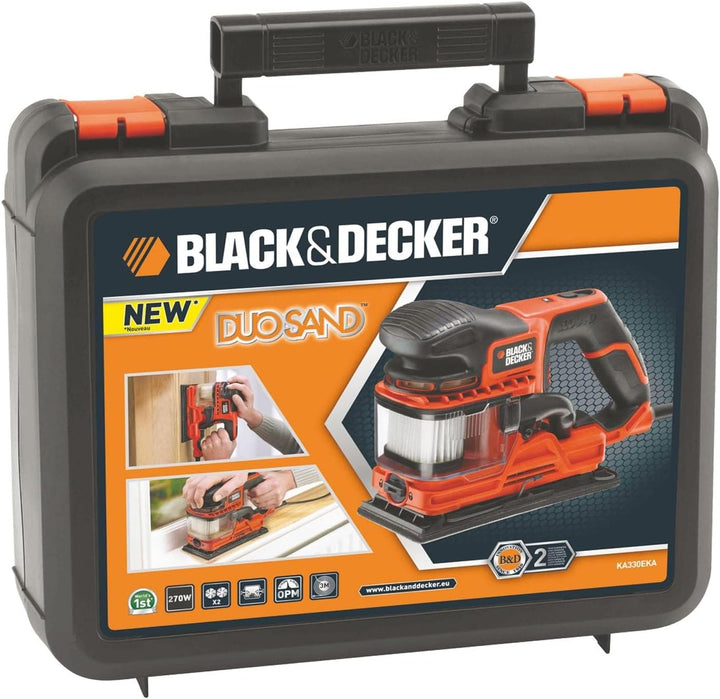 Black+Decker Schwingschleifer DUOSAND, Bandschleifer (270W, 2-fache Staubabsaugung, Staubfangbehälte