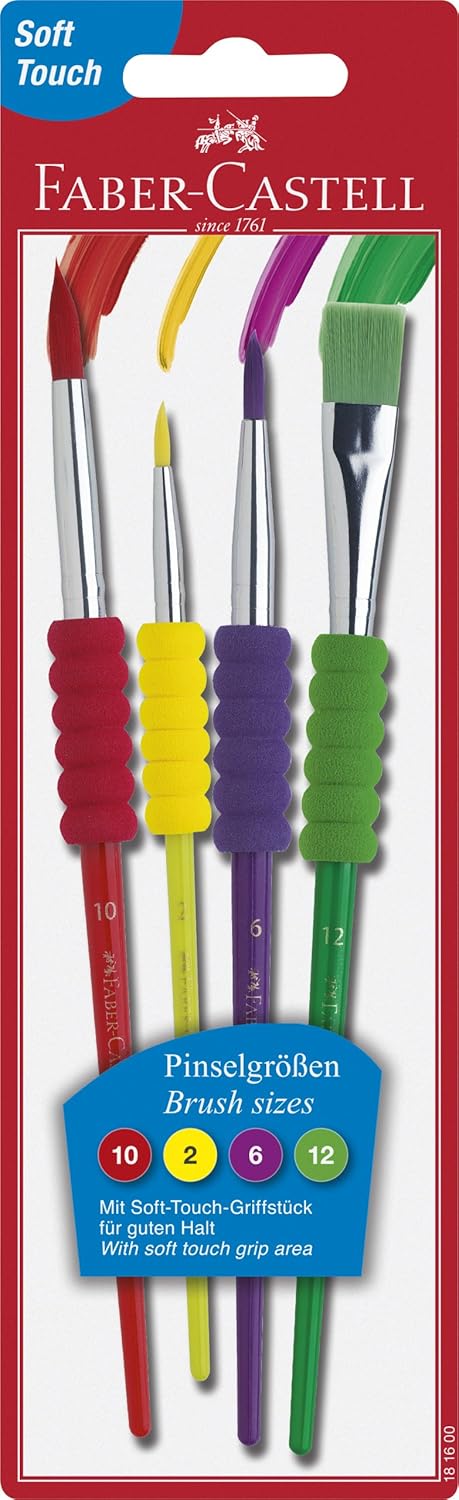 Faber-Castell - Kunststoff Wasserbecher Clic und Go, Lernmaterialien, rot + Pinsel Set + 12 Connecto
