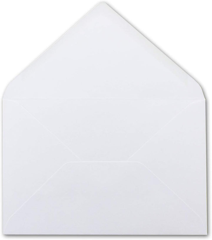 100x Umschläge DIN B6 - weiss - Spitze Klappe - 180 x 125 mm - 120 g/m² - Nassklebung ohne Fenster w