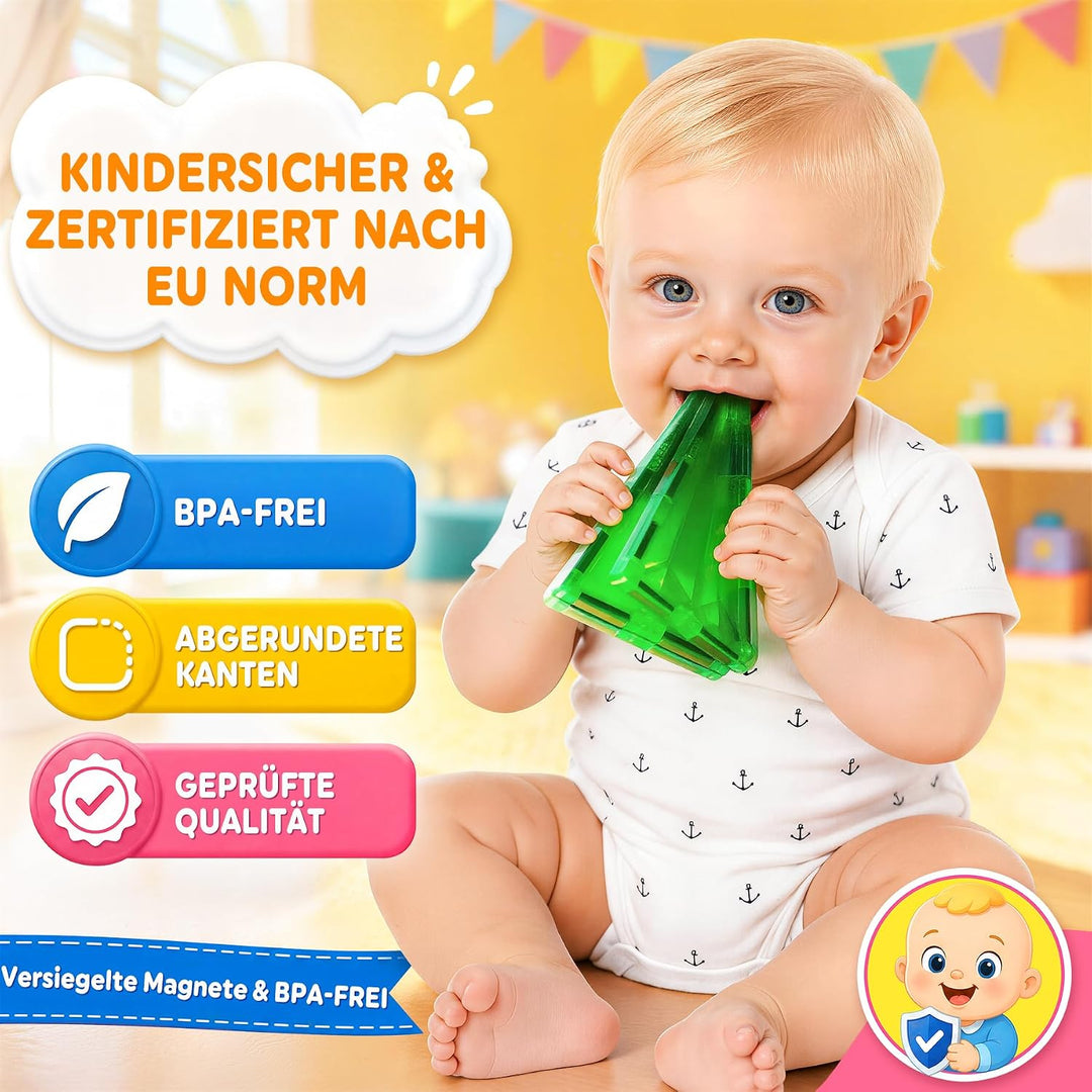 WOOBLO Magnetische Bausteine, 67 Teile Magnetbausteine, Magnetspiel STEM Magnetbausteine, Montessori