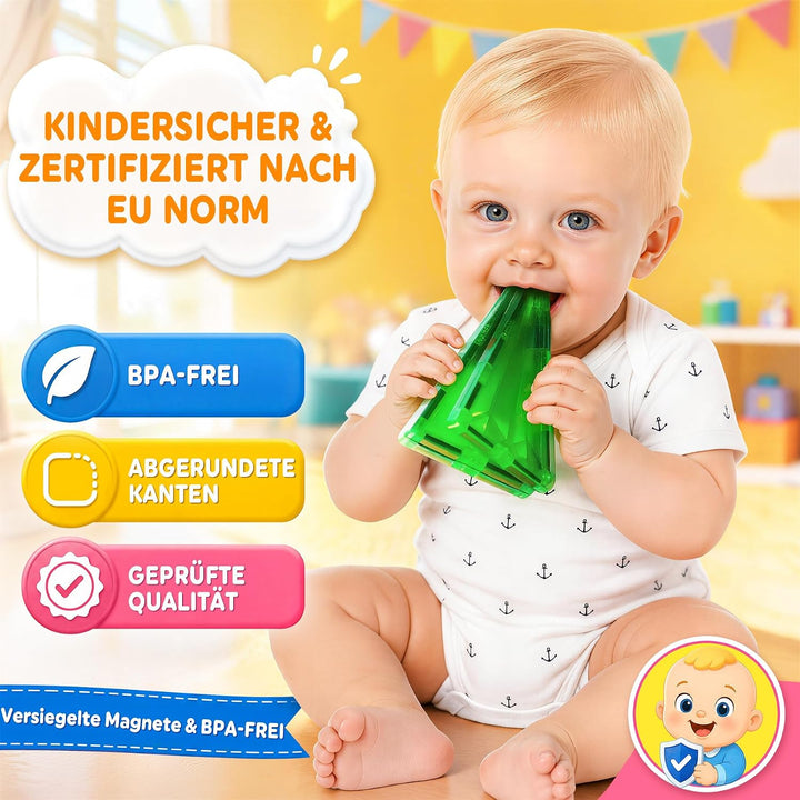 WOOBLO Magnetische Bausteine, 67 Teile Magnetbausteine, Magnetspiel STEM Magnetbausteine, Montessori