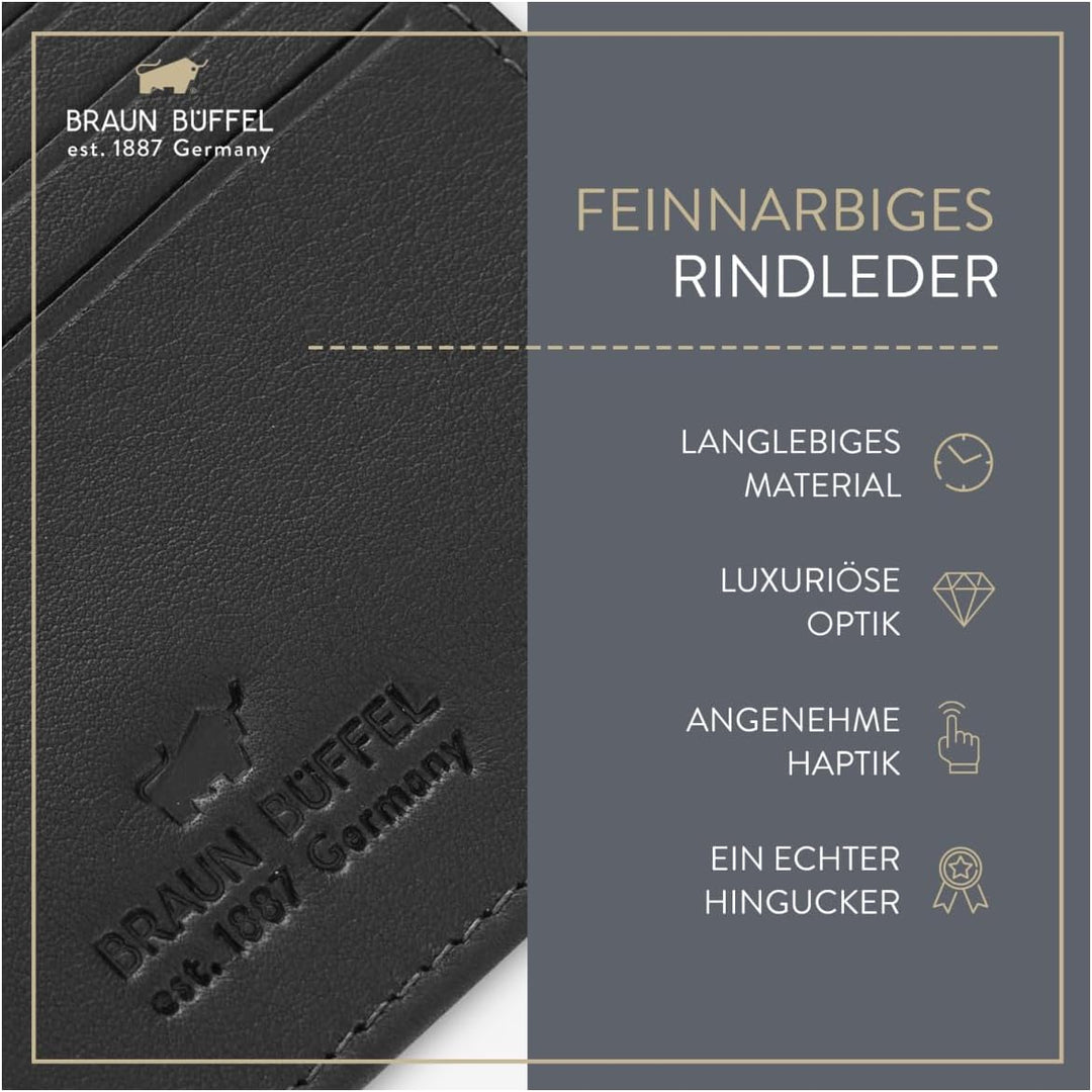 BRAUN BÜFFEL - Geldbörse Herren aus echtem Rindsleder Golf 2.0 - Geldbeutel Trifold Portemonnaie für