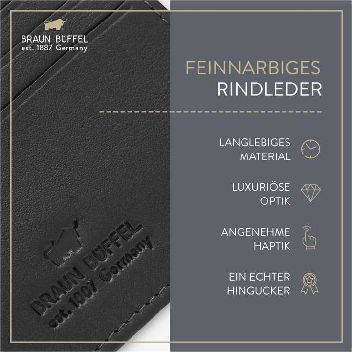 BRAUN BÜFFEL - Geldbörse Herren aus echtem Rindsleder Golf 2.0 - Geldbeutel Trifold Portemonnaie für