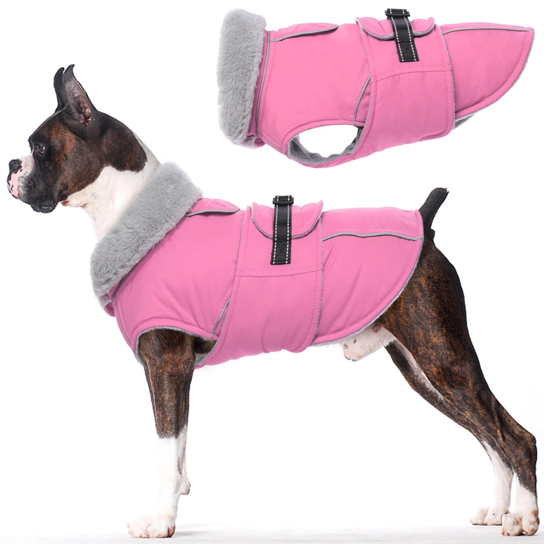 Lelepet Hundejacke Winter Warmer Hundemantel, Wasserdichter Wintermantel Fleece Hundeweste für Mitte
