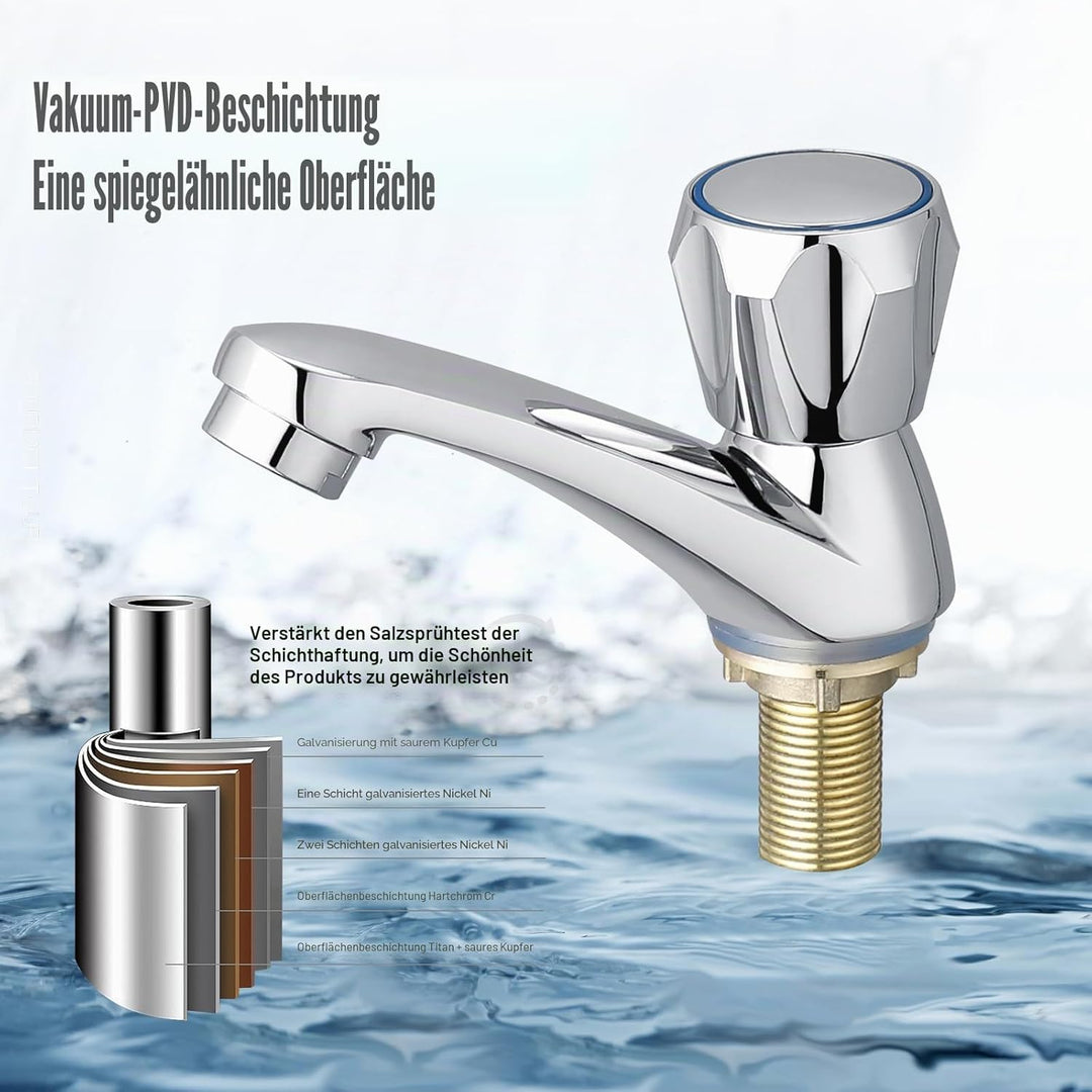 Bifordo Wasserhahn für das Waschbecken,Edelstahl Bad Wasserhahn nur kalt,Club Wasserhahn,Chrom Wasse