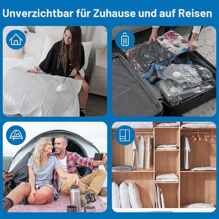 Vakuumbeutel für Kleidung mit elektrischer Luftpumpe, 16er Pack (4 Jumbo/4 gross/4 mittel/4 klein),