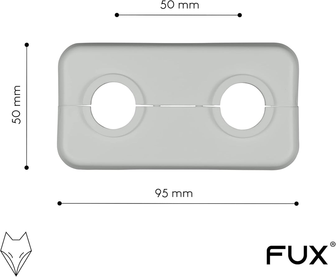 FUX 3 STÜCK Doppel Heizungsrohr Rosette, 12mm - 21,3mm, 2-teilig, Heizung, Rohrabdeckung, Abdeckrose