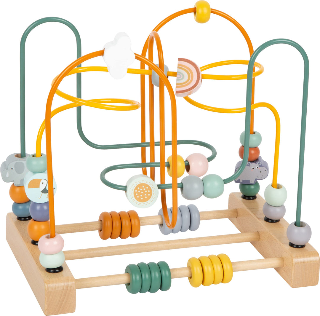 small foot Motorikschleife "Safari" aus Holz, Motorikspielzeug für Kinder, mit 3 Metallschleifen, ab