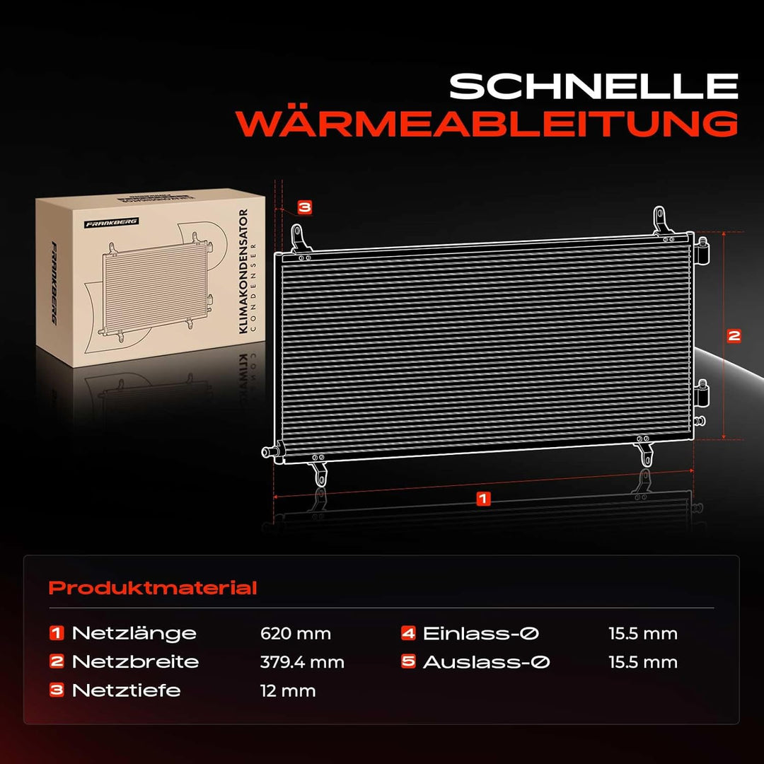 Frankberg Kondensator Klimaanlage ohne Trockner Kompatibel mit Qashqai +2 I J10 JJ10E NJ10 1.5 dCi D