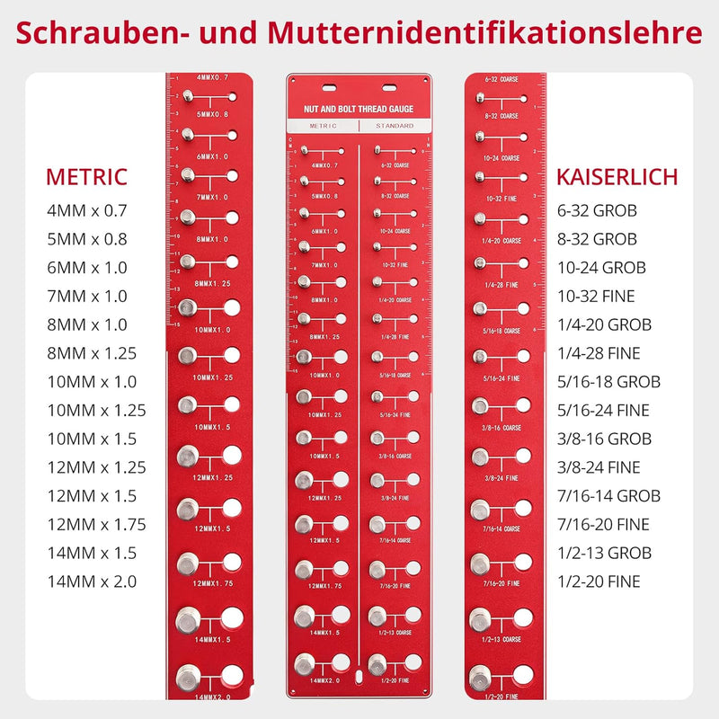 XUNTOP 28 Gewindeprüfer für Muttern und Schrauben Bolzengewindeprüfer Schrauben und Muttern Identifi