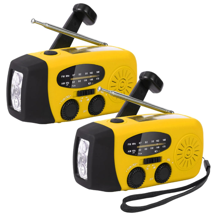 Kurbelradio,Notfallradio mit Kurbel und Solar,AM/FM/WB-Empfang,USB-Ladefunktion,LED-Beleuchtung,IP3X