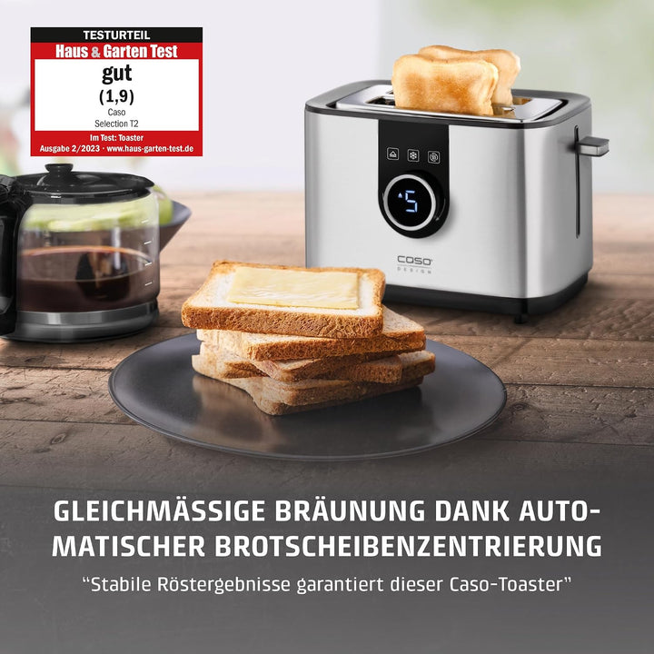 CASO Selection T 2 - Design Toaster, Edelstahlgehäuse, Optimale Röstgradeinstellung auf 7 Stufen, In