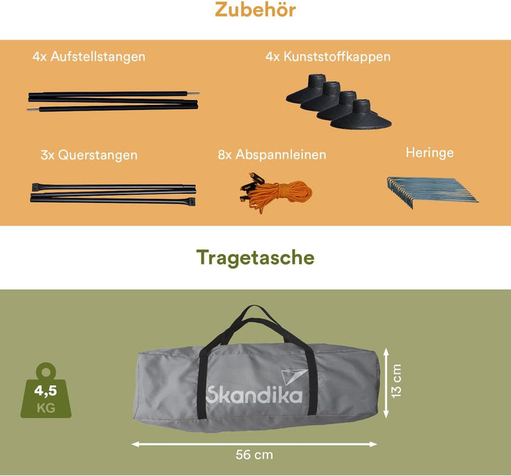 Skandika Windschutz Bora 4,5 m / 6 m | Camping Sichtschutz mit Stangen, stabil, sturmfest, ohne Bohr