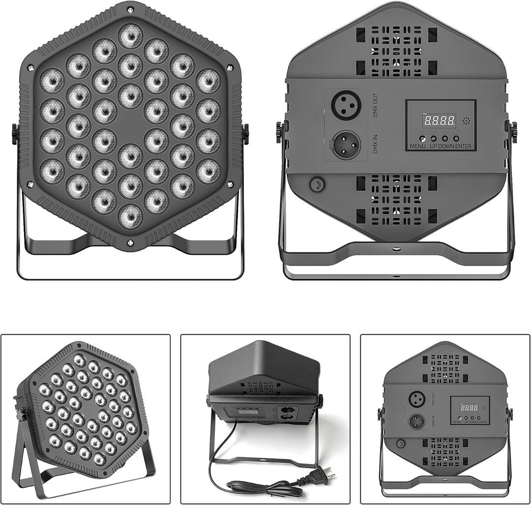2er-Pack 36-RGB-LED-PAR-Scheinwerfer (36×1W, DMX512, Sound-to-Licht, IR-Fernbedienung) – 25° Abstrah