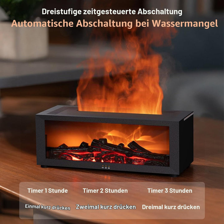 Diffusor LED Kamin Aroma Luftbefeuchter mit Fernbedienung, Dynamischem Flammeneffekt, 150ml Öl Aroma