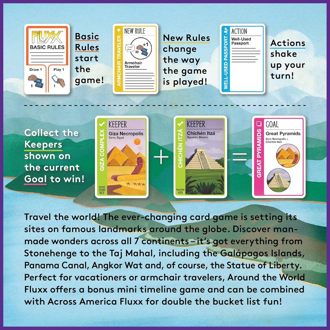 Looney Labs | Around The World Fluxx Card Game - Worldwide Adventure with Dynamic Gameplay | English